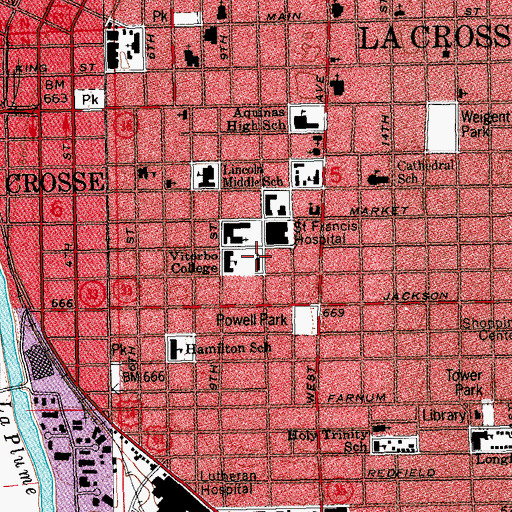 Topographic Map of Brophy Nursing Center, WI