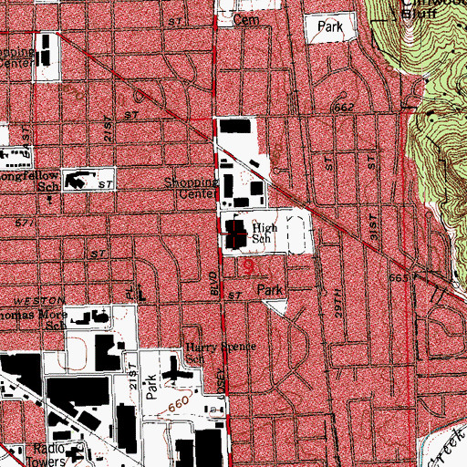 Topographic Map of Central High School, WI