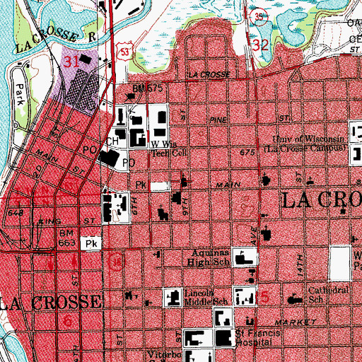 Topographic Map of Christ Episcopal Church, WI