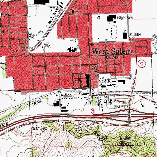 Topographic Map of Christ Lutheran Church, WI