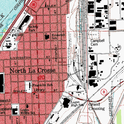 Topographic Map of Community Christian Church, WI