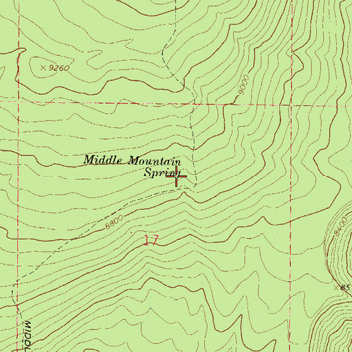 Topographic Map of Middle Mountain Spring, CO