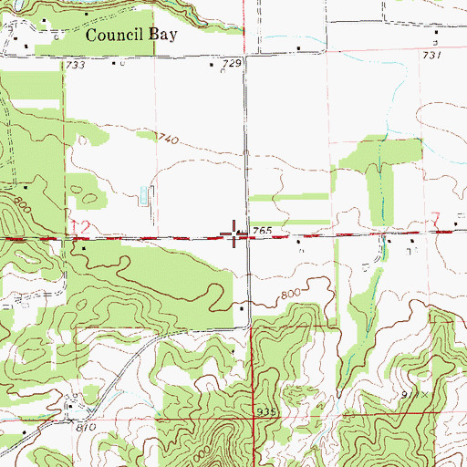 Topographic Map of Council Bay School (historical), WI