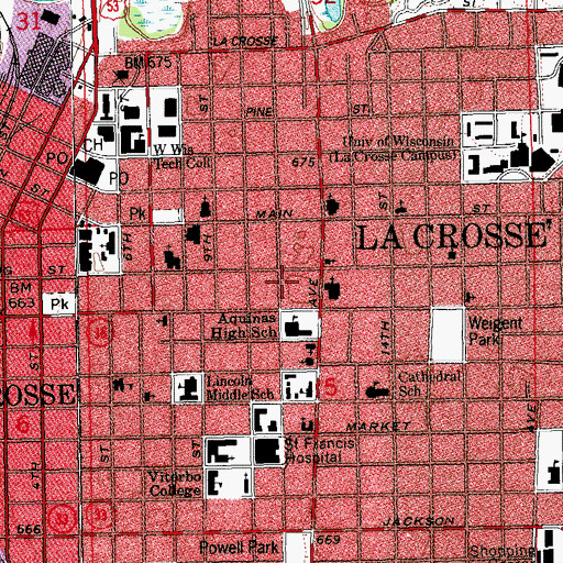 Topographic Map of Doctor H H Chase Bungalow, WI