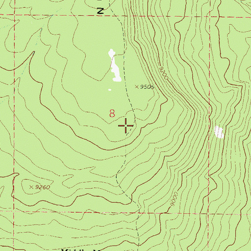 Topographic Map of Middle Mountain Trail, CO