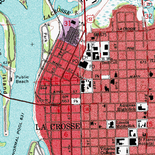 Topographic Map of E R Barron Building, WI