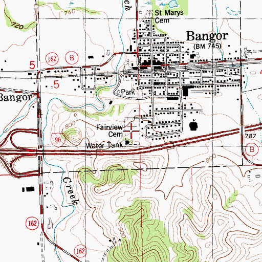 Topographic Map of Fairview Cemetery, WI