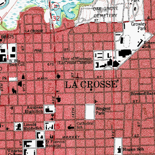 Topographic Map of Faith Lutheran Church, WI