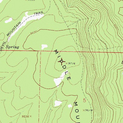 Topographic Map of Middle Mountain, CO