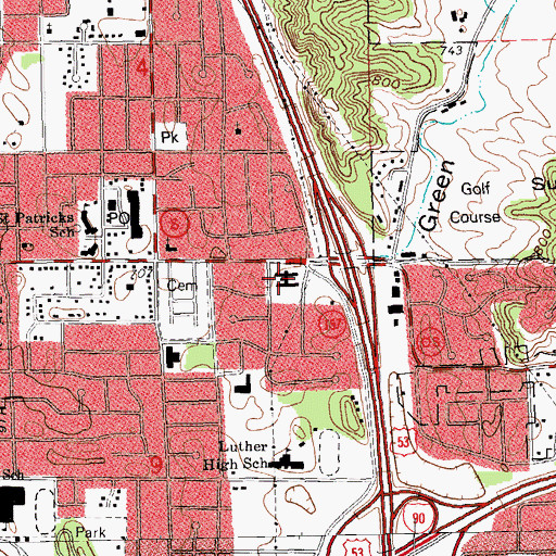 Topographic Map of Franciscan Care Center, WI
