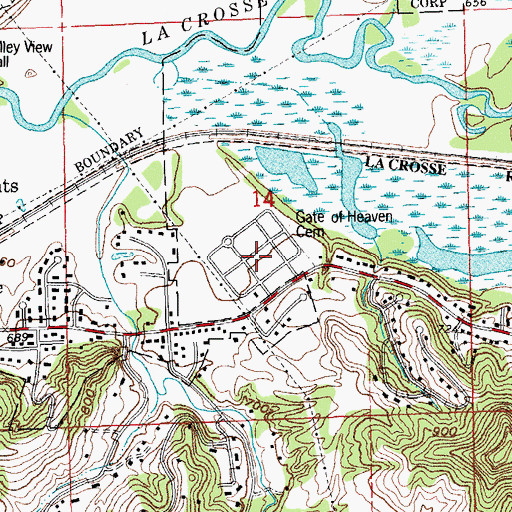 Topographic Map of Gate of Heaven Catholic Cemetery, WI