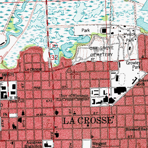 Topographic Map of Goosetown Monument, WI