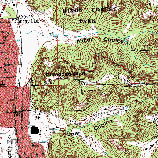 Topographic Map of Grandad Bluff Park, WI