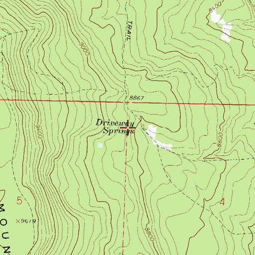 Topographic Map of Driveway Springs, CO