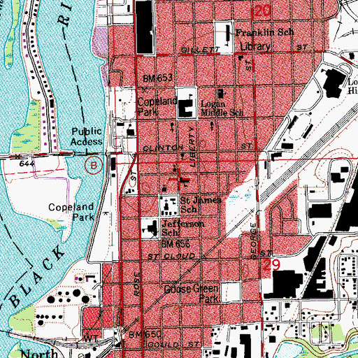 Topographic Map of Immanuel Lutheran School, WI