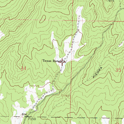 Topographic Map of Texas Ranch, CO