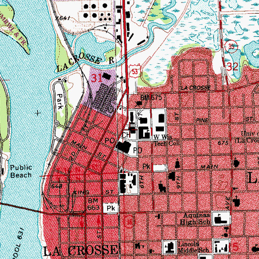 Topographic Map of La Crosse County Courthouse, WI