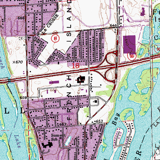 Topographic Map of La Crosse Outlet Mall Shopping Center, WI