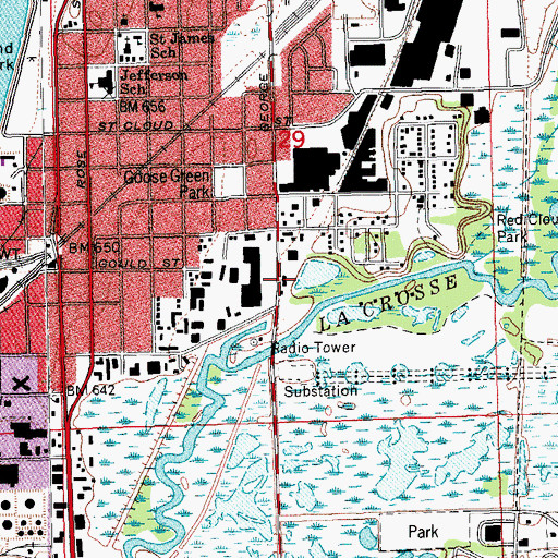 Topographic Map of Menard Plaza Shopping Center, WI