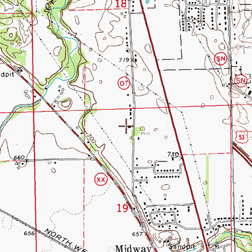 Topographic Map of Midway School (historical), WI
