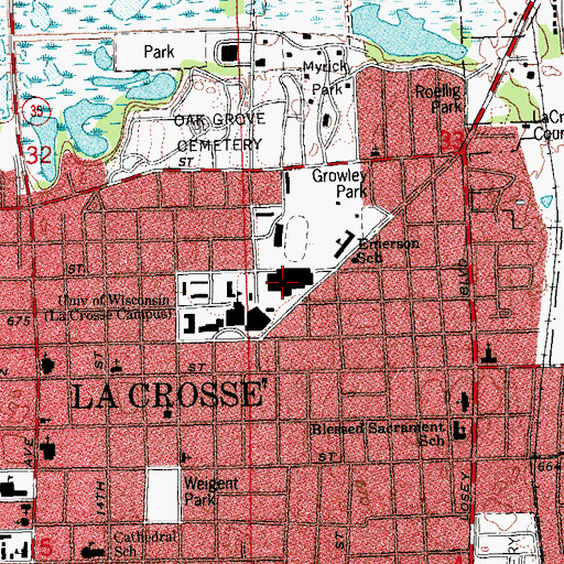 Topographic Map of Mitchell Hall, WI