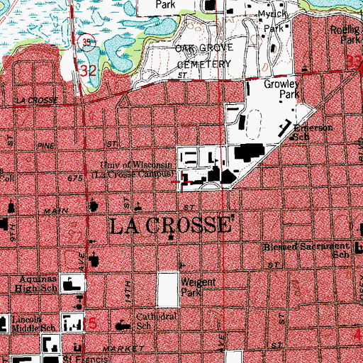Topographic Map of Morris Hall, WI