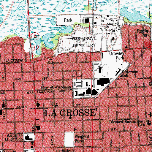 Topographic Map of Murphy Library, WI