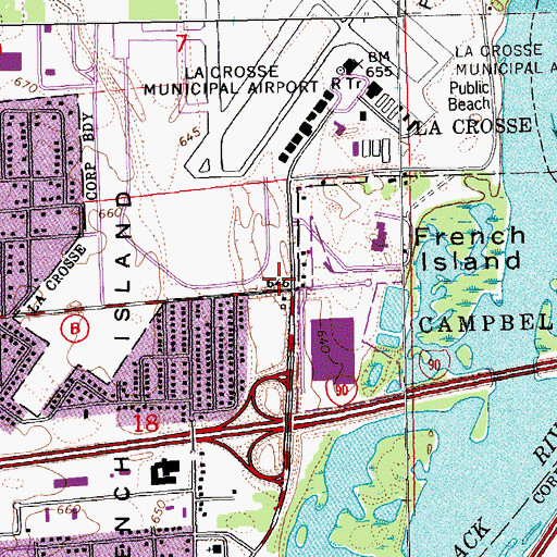 Topographic Map of Upper Midwest Environmental Sciences Center, WI