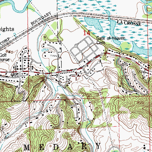 Topographic Map of North Woods International School, WI