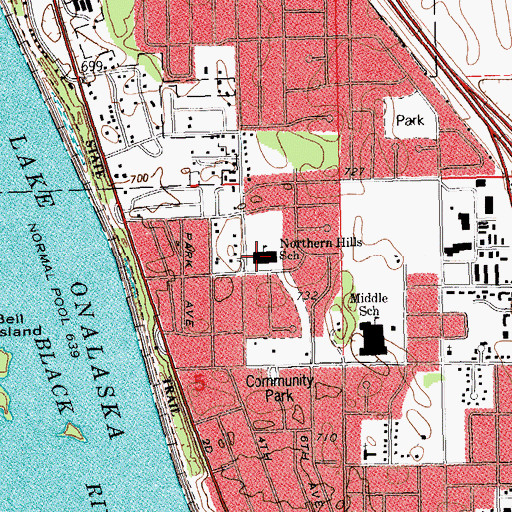 Topographic Map of Northern Hills Elementary School, WI