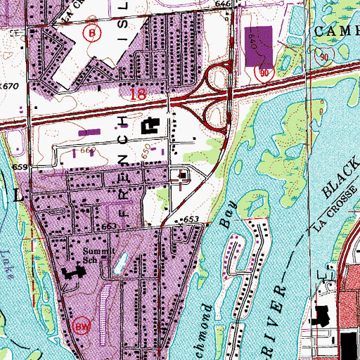 Topographic Map of Olivet Lutheran Church, WI