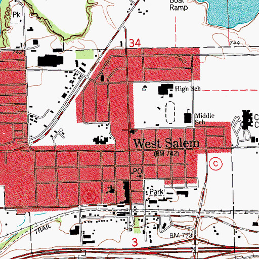 Topographic Map of Our Saviours Lutheran Church, WI