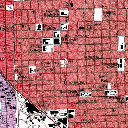Topographic Map of Powell Park, WI