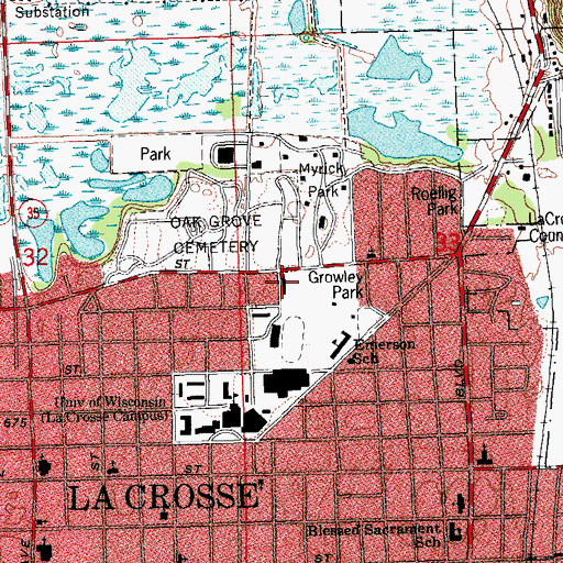 Topographic Map of Reuter Hall, WI