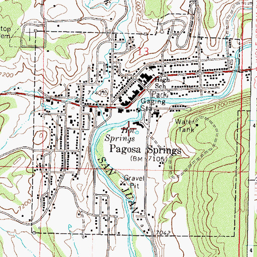 Topographic Map of Hot Springs, CO