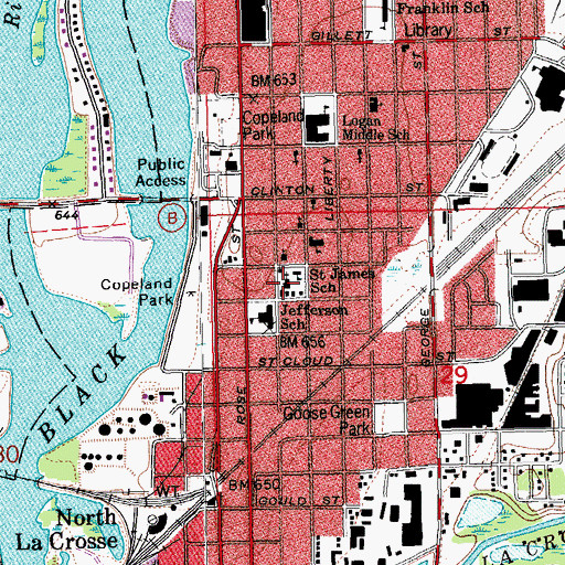 Topographic Map of Saint James Catholic Church, WI