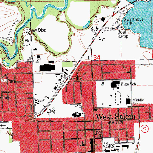 Topographic Map of Saint Leo the Great Church, WI