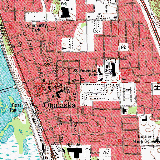 Topographic Map of Saint Marks Church, WI
