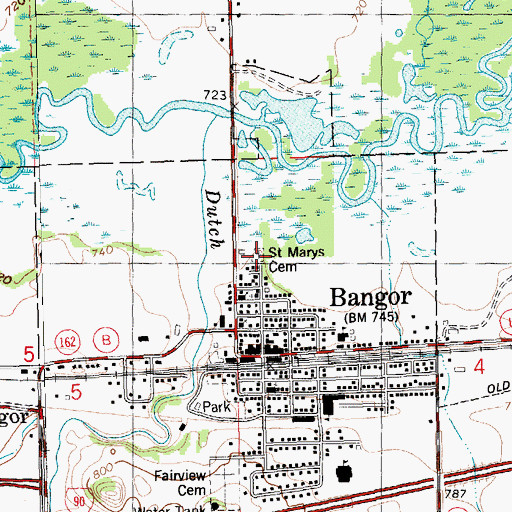 Topographic Map of Saint Marys Cemetery, WI