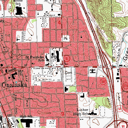 Topographic Map of Saint Pauls Lutheran Church, WI
