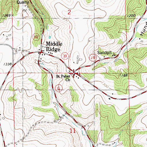 Topographic Map of Saint Peter Church, WI