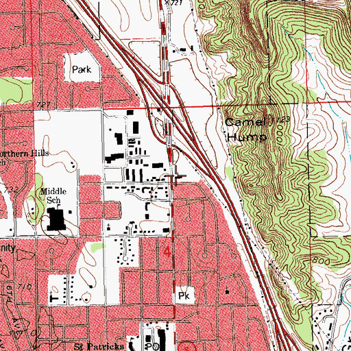 Topographic Map of Shepherd of the Hills Lutheran Church, WI
