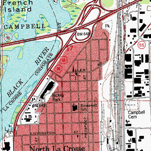 Topographic Map of Temple Baptist Church, WI
