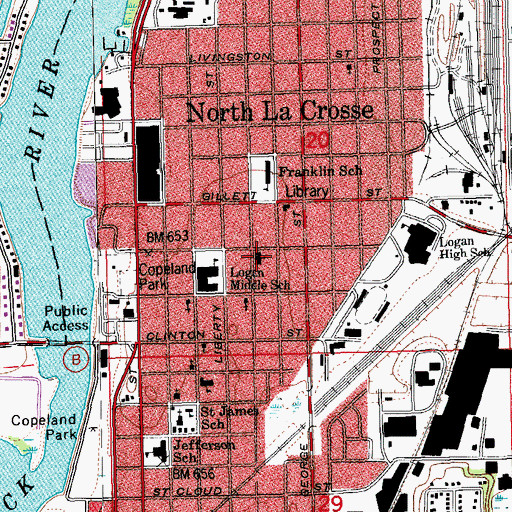 Topographic Map of Trinity Lutheran Church, WI