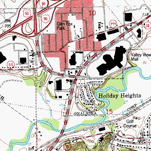 Topographic Map of Valley Square Shopping Center, WI