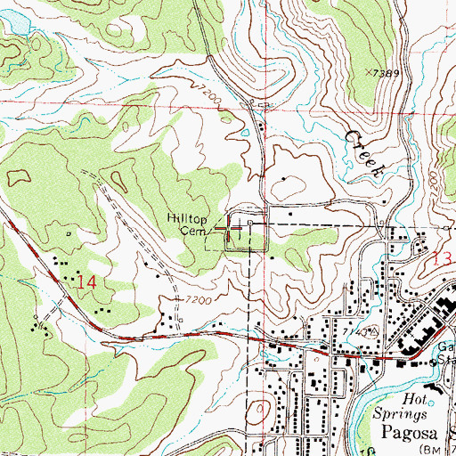 Topographic Map of Hilltop Cemetery, CO