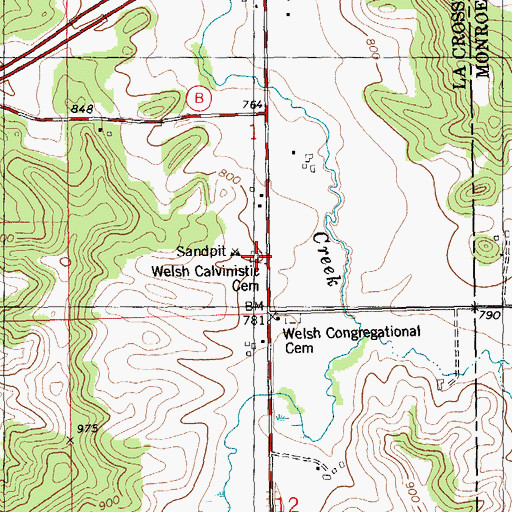 Topographic Map of Welsh Calvanistic Cemetery, WI