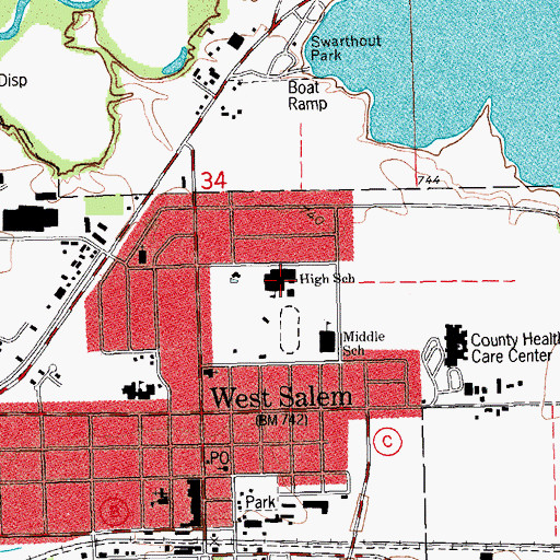 Topographic Map of West Salem High School, WI