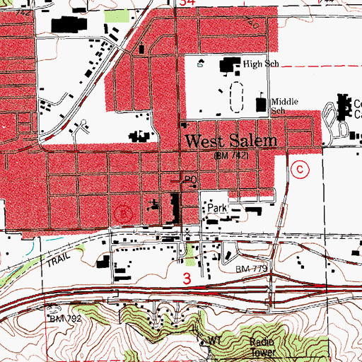 Topographic Map of West Salem Post Office, WI