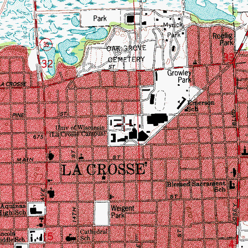 Topographic Map of Wiltich Hall, WI